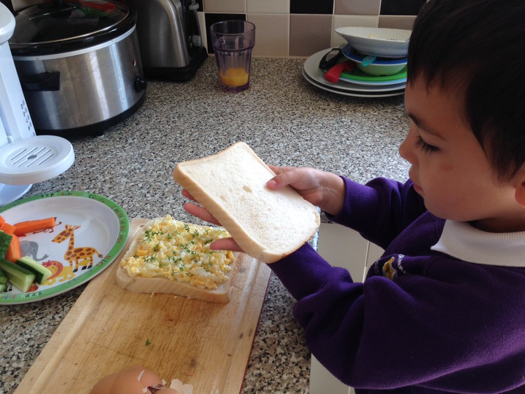 JadeMarriott1's tweet photo. CP enjoying his egg &amp; cress sandwich for dinner, using the cress he grew @BroughtonCP https://t.co/Fsknch4JBS