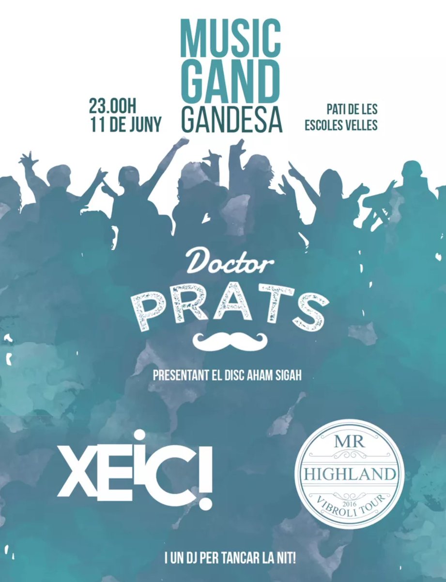 SUGandesana's tweet photo. El cartell de #Muscigand16 amb @doctorprats @XEICSKA @misterhighland #Gandesa #TerraAlta. @ajgandesa https://t.co/6EMgfwsDKb