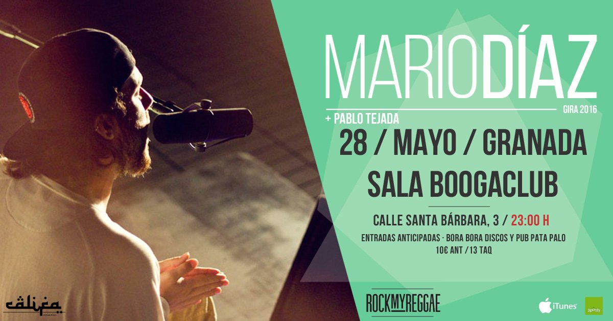 mariodiazmusica's tweet photo. #Granada, el sábado comenzaremos después del fútbol y luego pal @boogaclub @rootsound Horario > 23:00 Puertas https://t.co/XjwQyGKs6v