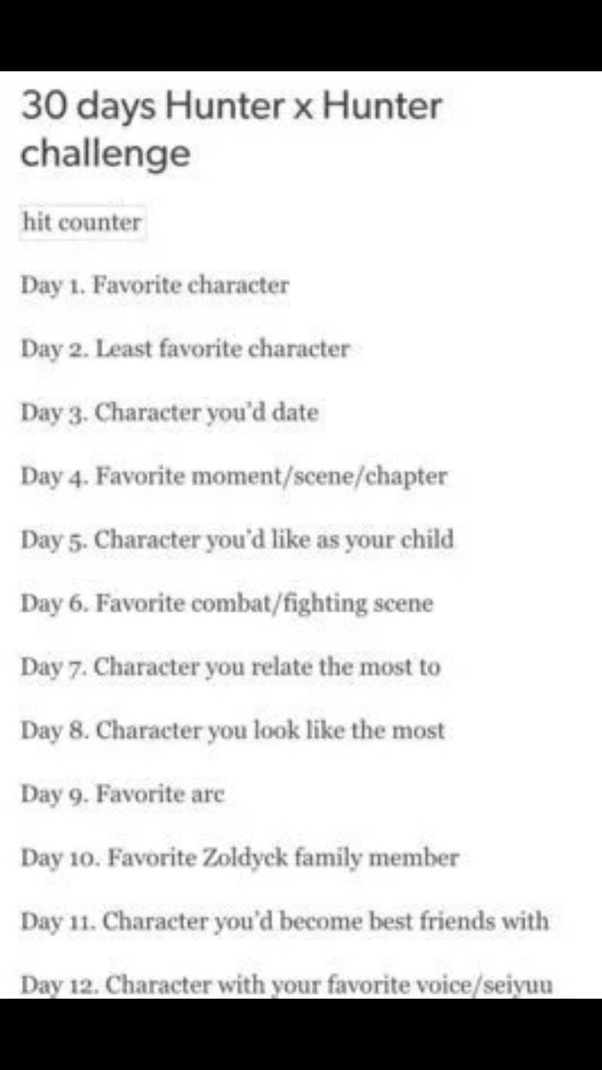 30dayshunterxhunterchallenge