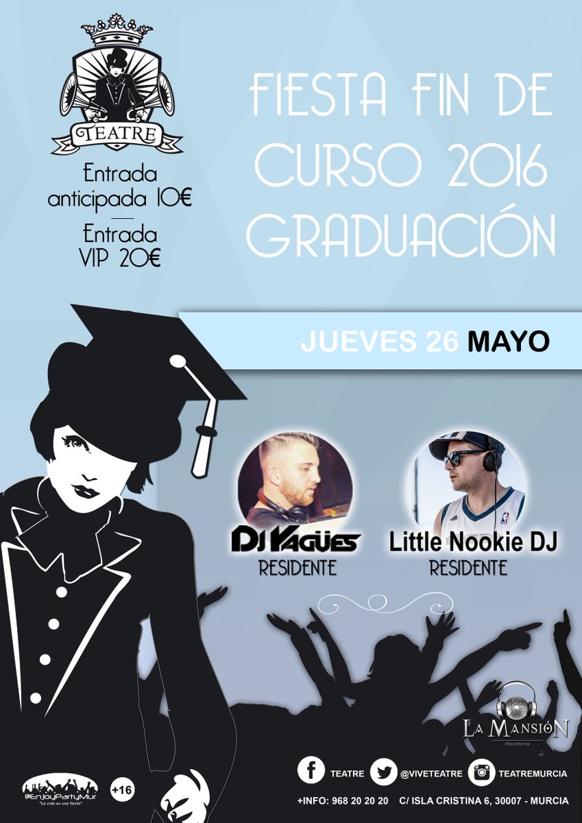 #BuenosDias Este fin de semana seguimos de fiesta! #graduación #Murcia <a href="/ViveTeatre/">Teatre</a> <a href="/LittleNooki_e/">LittleNookie</a> <a href="/YaguesDJ/">YAGÜES</a>