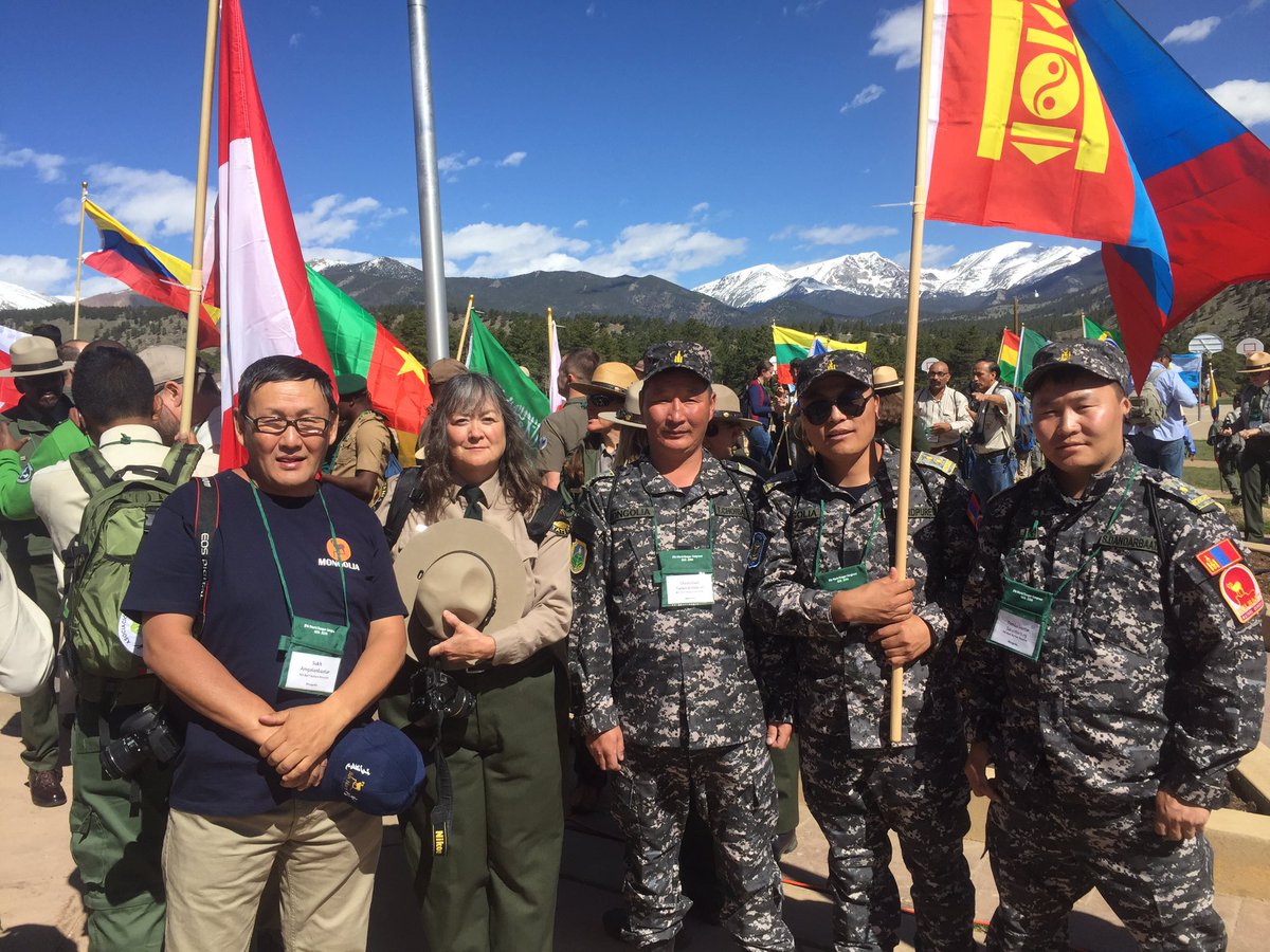 Grace8Jasper2's tweet photo. Pat Clark-Gray from California State Parks and the Mongolian Rangers. #WorldRangerCongress https://t.co/seTuG96mZk