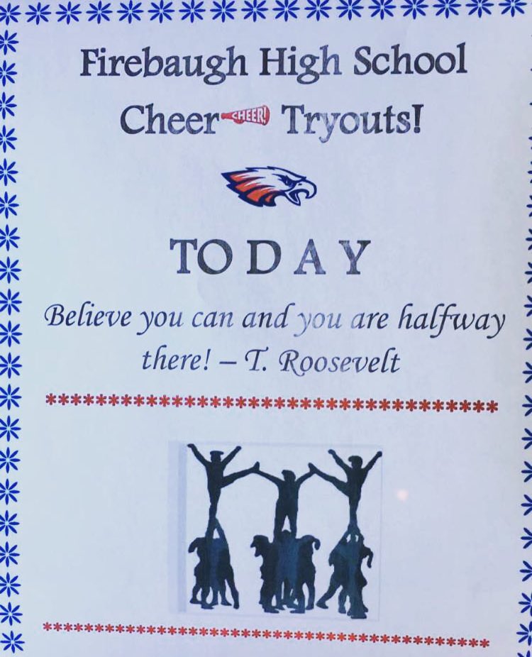FhsEagleCheer's tweet photo. Good luck to all who are trying out today!🎉 #FHSEagleCheer https://t.co/3DrU1FIzzt