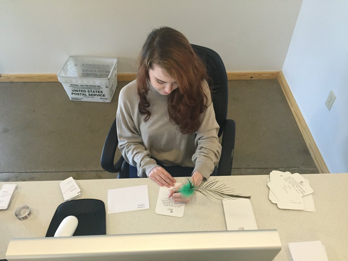 RTCreativeGroup's tweet image. On some days, Keli writes “thank you” cards to our Graceway + Igniter members w/ her peacock pen. Today’s that day.