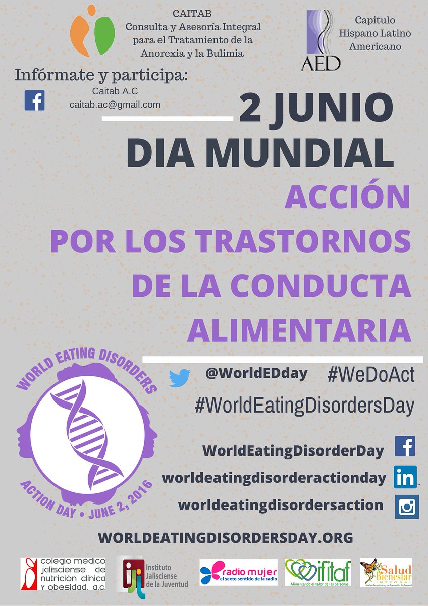 psicangie's tweet photo. Día Mundial de la Acción por los TCA. DIF GUADALAJARA. 11 am. #Wedoact  https://t.co/3qe8tQoH4K https://t.co/zIebMxCFKH