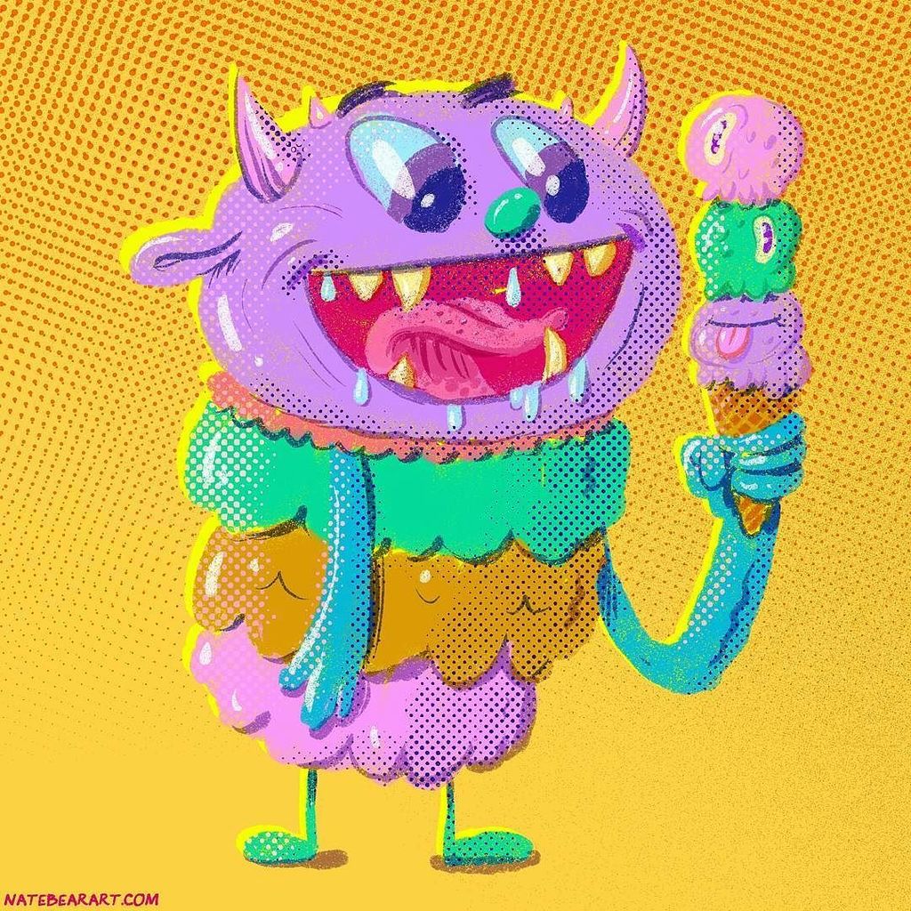 natebear's tweet image. Ice cream time! 
#icecream #monstyfwendz #minsters #pastel #colorful #illustration ift.tt/1XO9Xir