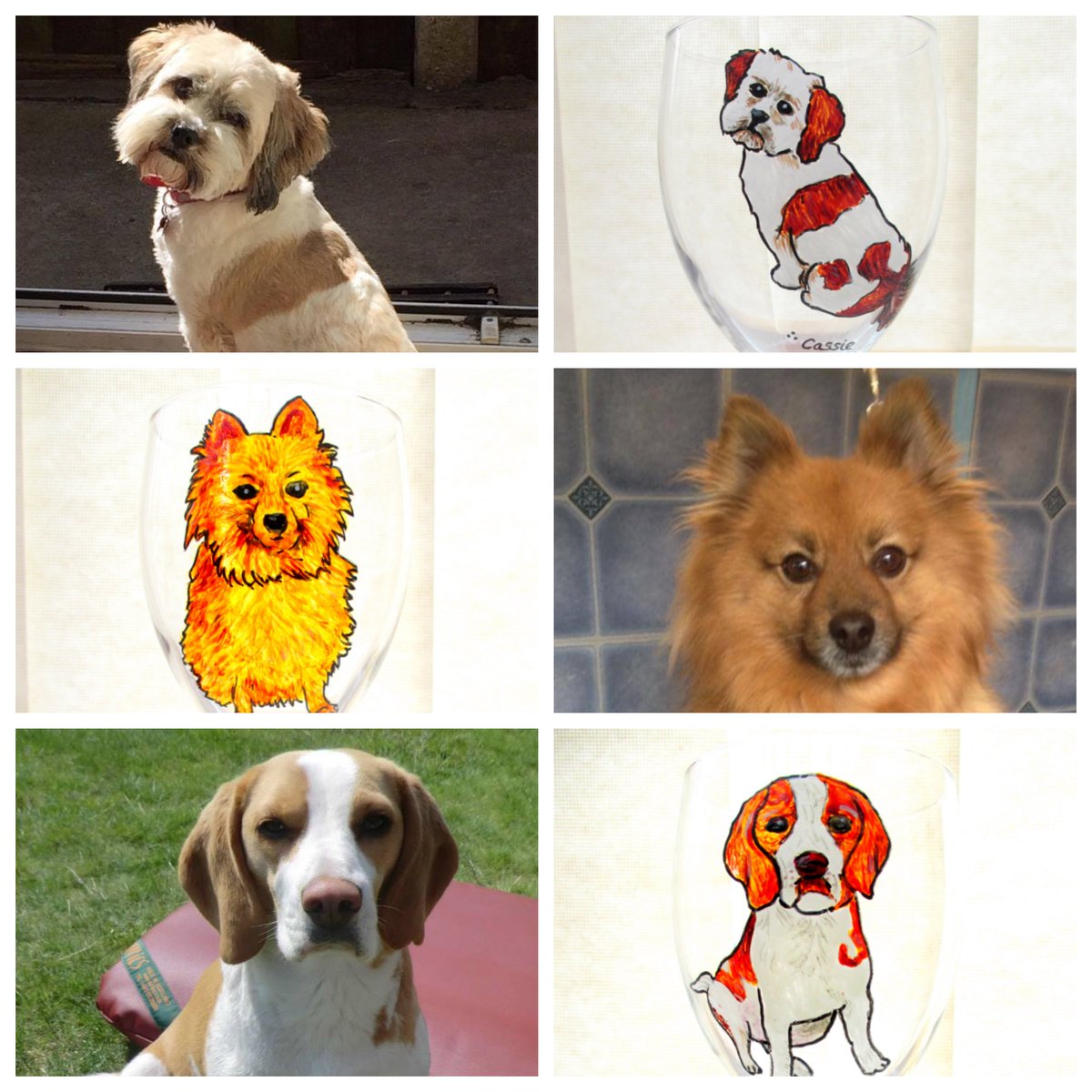 Pet Portraits captured on glassware #handpaintedglasses #wine #petportraits #pets #WrexhamRocks #crafts <a href="/wrexham/">Wrexham.com</a>