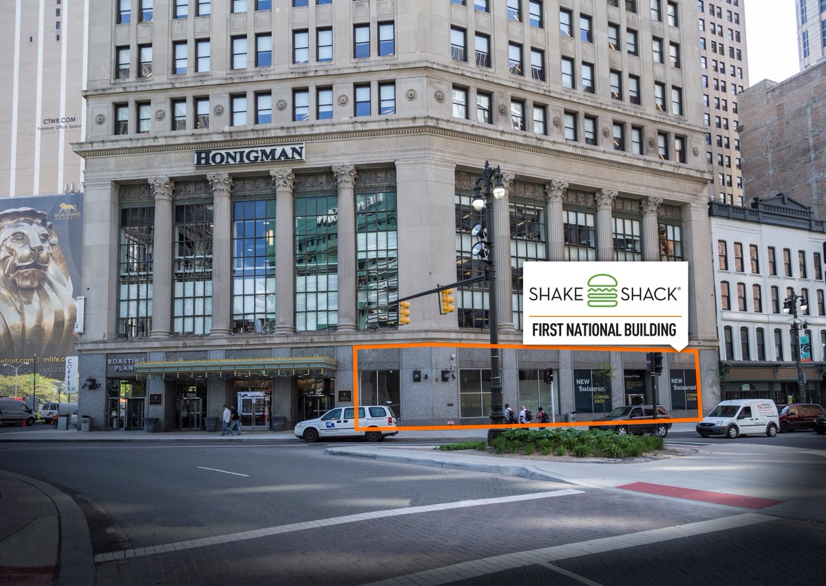 OpportunityDET's tweet photo. The legendary burgers, hotdogs & custard of @ShakeShack are coming to the First National Building.#ShakeShackDetroit https://t.co/dgRkej9uvC
