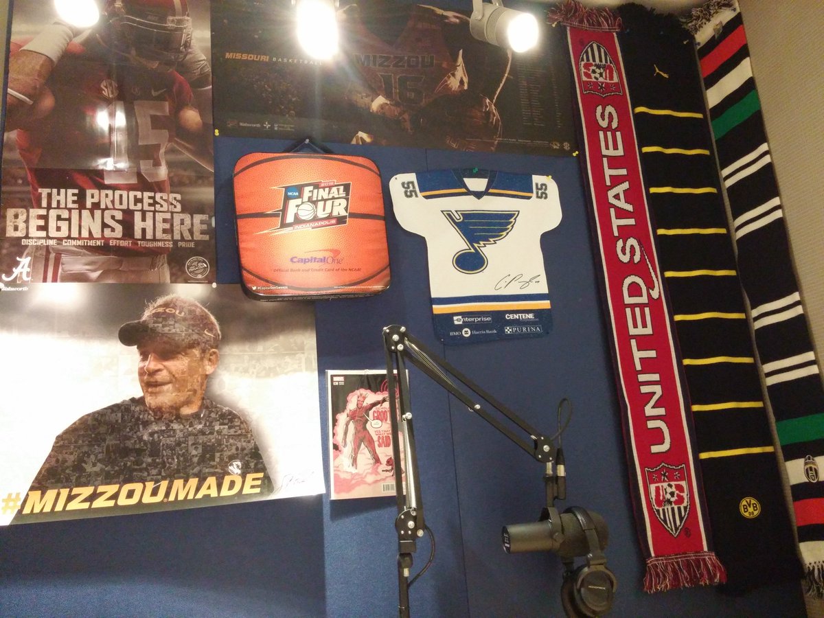 EricHGuthrie's tweet photo. The #WallofSwag in the studio coming along nicely. #Learfield #SportsOps https://t.co/VGA4eNTeNl