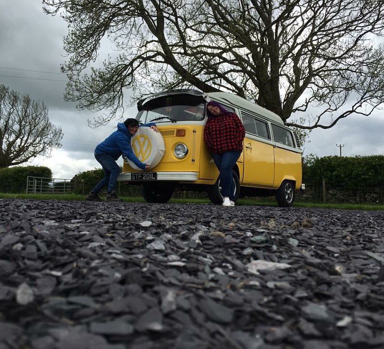 Izzy on her latest adventure. #baytrippers #campervanhire #anglesey #adventure #roadtrip #vw #campervan #countryside