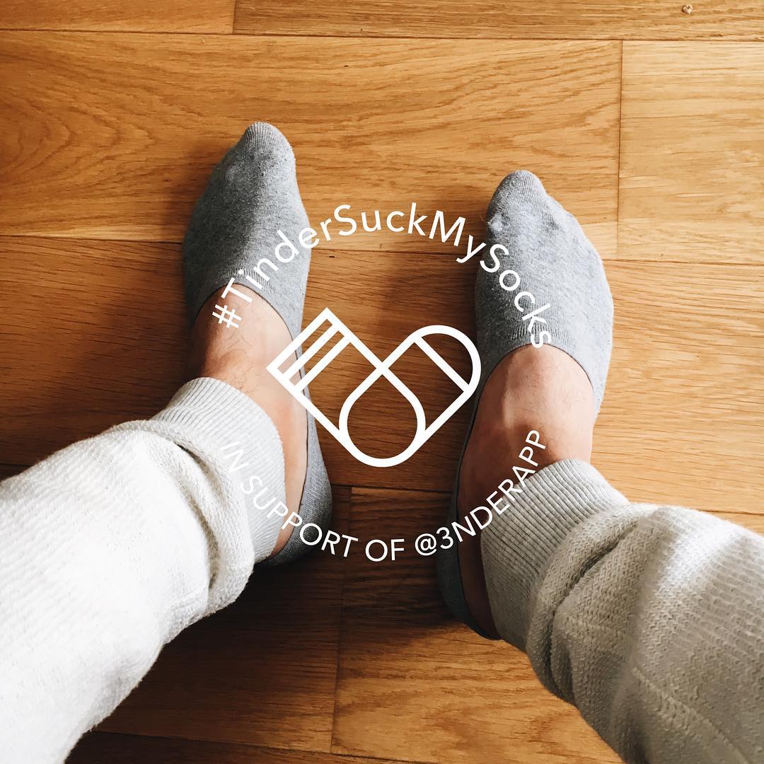 Adweek's tweet photo. Threesome dating app 3nder is fighting Tinder's lawsuit with a #TinderSuckMySocks campaign: https://t.co/txUM7ALS1B https://t.co/2J3nHTJ3t9