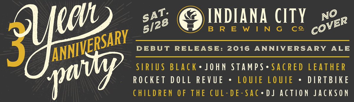Who's ready to celebrate 3 YEARS of <a href="/IndianaCityBeer/">Indiana City Brewing Company</a> on 5/28? Details + WIN $25 Gift Card > bit.ly/1OJMx6s