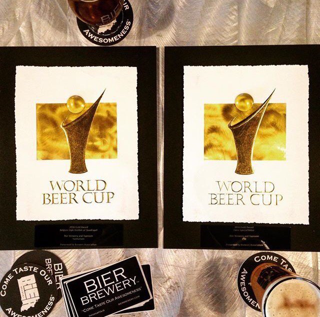 bierbreweryryan's tweet photo. We were 1 of 2 breweries in the entire WORLD to win two gold medals! Here's to Indianapolis, cheers! https://t.co/VBOVuNwSri