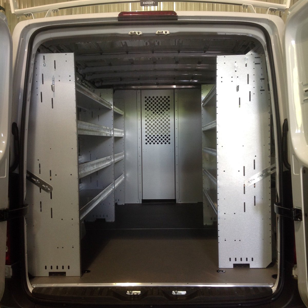 SuperiorCDesign's tweet photo. #RangerDesign shelving pkg, partition, and ladder rack installed on a #Mercedes #Sprinter. @MBUSA #upfit #workvan https://t.co/KVdZXwgZv2