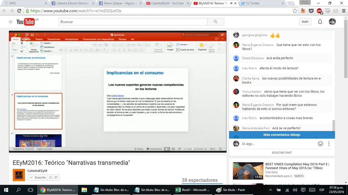 pablear's tweet photo. #EEyM2016Virtual #Teo11Streaming Aunque no me crean estoy cursando un teórico de la UBA. Gracias @catedraeeym https://t.co/2FdyMlp14p