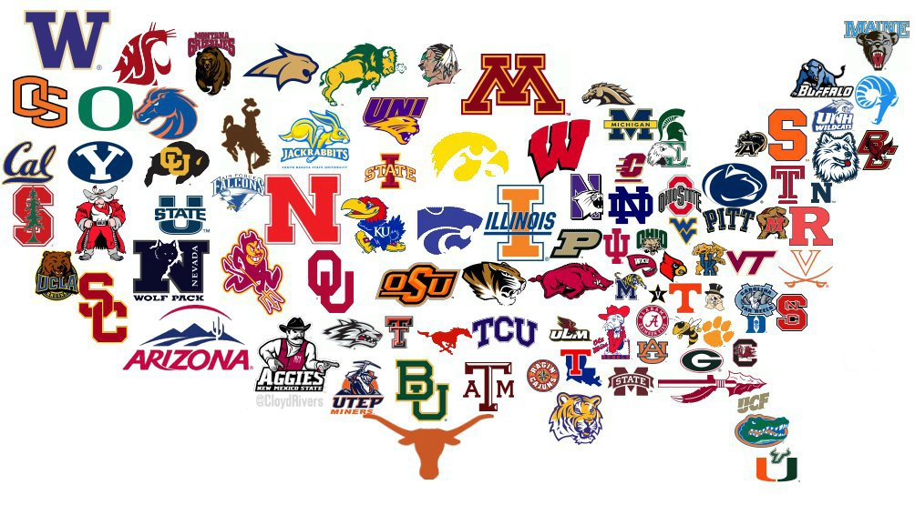CloydRivers's tweet photo. The United States of College Football.
Only 100 days until the return of college football. Merica. https://t.co/HCWWtjUjCe