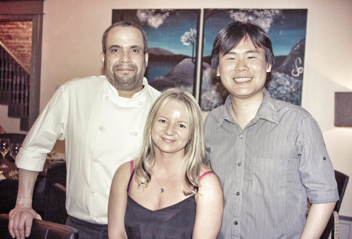 Chef Leon John with Travelling Foodie and Manager Debbie at Magnum & Steins, St. John's, Newfoundland