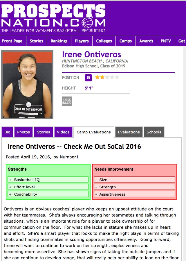 ProspectsNation's tweet photo. Updated player card and #CheckMeOutSoCal eval for Irene Onitveros (18-CA):

https://t.co/dTnxUdEb0y

#ELITEisEARNED https://t.co/fb5MJ8iRy6