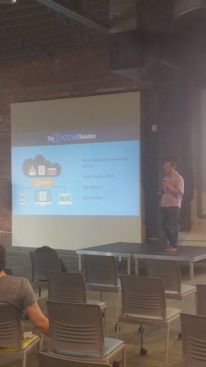 TKKuegler's tweet photo. Here is @Covrt_Security #founder @celdridge8 practicing his demo day pitch at @thethincubator https://t.co/GCLQb6Wv5B
