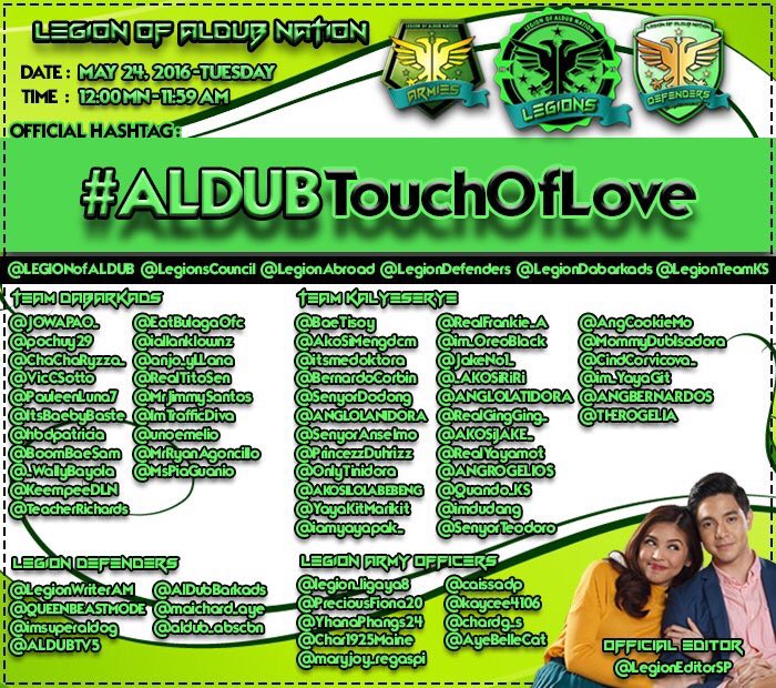 LoIaTinidora's tweet photo. OHT: #ALDUBTouchOfLove 

RETWEET | REQUOTE | REPOST

SPREAD LOVE PEACE UNITY HARMONY

FOLLOW:
@LEGIONofALDUB https://t.co/5tpqOWRabJ