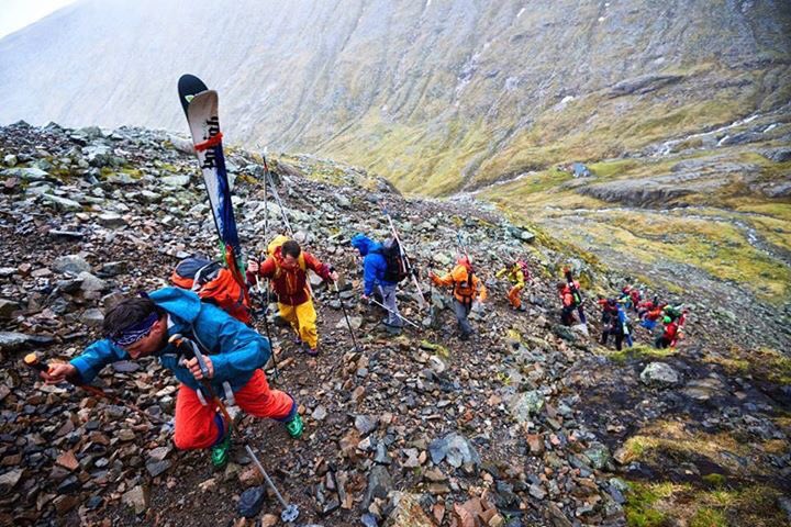 Yet more (wonderful) madness from <a href="/HamishFrost/">Hamish</a>, <a href="/thephmack/">Peter H MacKenzie</a> &amp; co. on Ben Nevis at the weekend. 17 skier mass descent!