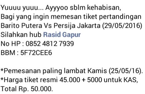 BARTMAN_MTP's tweet photo. #INFO_TIKET domisili Martapura !!!
@PSBaritoPutera Vs @Persija_Jkt 
- Std. 17 Mei Banjarmasin
- Minggu, 29/05/2016 https://t.co/gcrPNCESKX