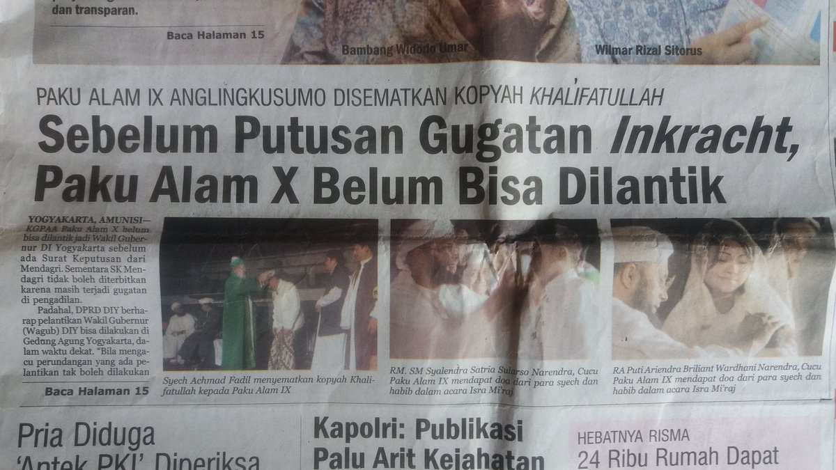 Calon Wagub DIY sehrsnya blm boleh dilantik sebelum putusan gugatan inkracht. Cc <a href="/Kemendagri_RI/">KEMENDAGRI</a> <a href="/KemensetnegRI/">Sekretariat Negara</a>