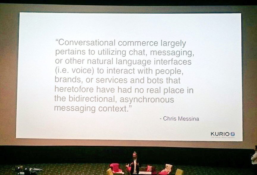 webex_cpaas's tweet photo. Do you know what conversational commerce is? No? Well, here's a simple answer from @chrismessina #IMIchat https://t.co/VsSasLdAAL