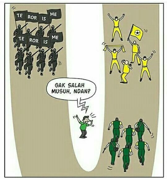 Nyebar dari grup WA ke grup WA lainnya.. tentara lawan suporter bal