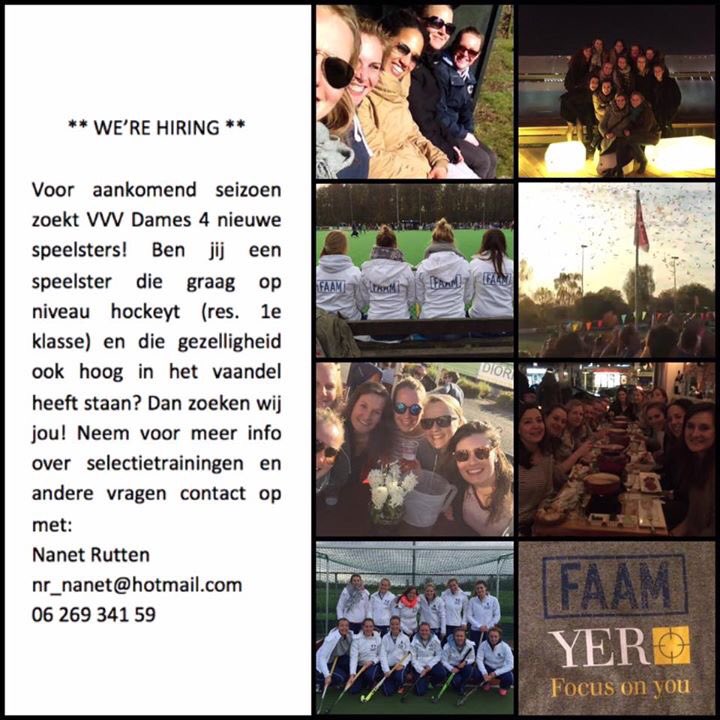 Myrthebartelink's tweet photo. WE'RE HIRING! @hockeyclubVVV Dames 4 zoekt voor komend seizoen nieuwe speelsters! #hockey #amsterdam #vacature https://t.co/IuezOylULP