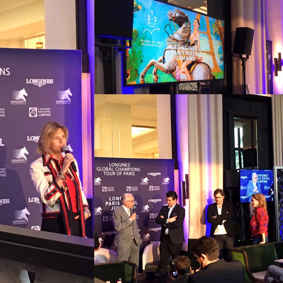 Conférence de presse du #longinespariseiffeljumping au #cafedelhomme ! Rendez-vous les 1,2 &amp; 3 juillet à Bagatelle !
