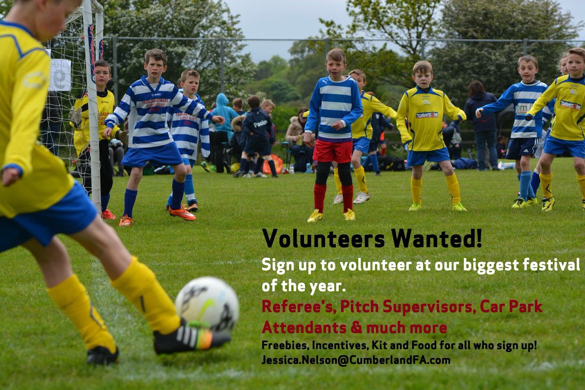 CumberlandFA's tweet photo. #VOLUNTEERS NEEDED
Charter Standard Festival 
Sat 4th &amp; Sun 5th June 2016 in Penrith 
Age 12+ (18+ must have CRC) https://t.co/pJWwv7XyKD