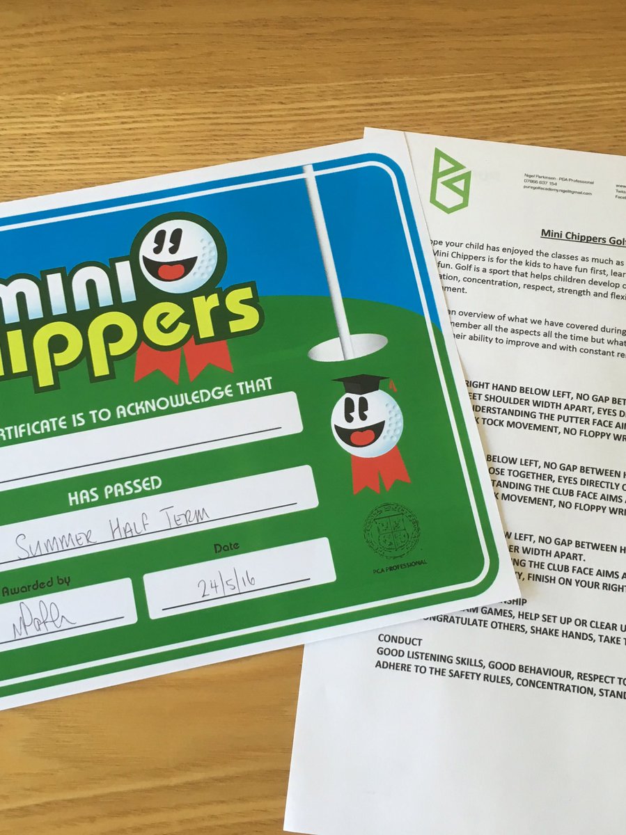 MiniChippers's tweet image. Final session for this term at Dobcroft Infant School later, all certificates and reports written out. #golf