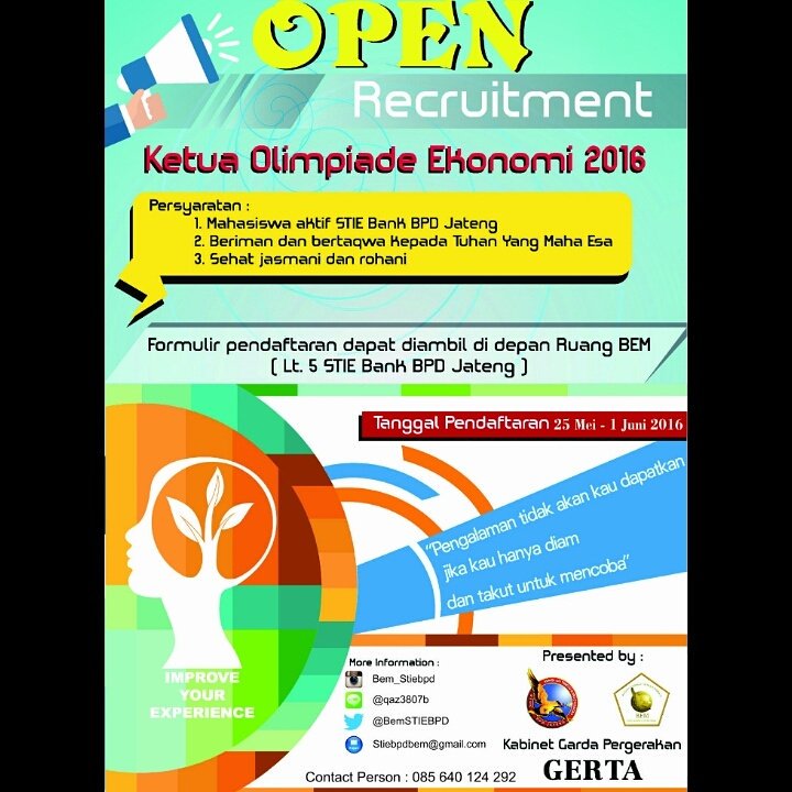 OPREQ KETUA OLIMPIADE EKONOMI 2016 😎 Daftarkan dirimu Segera ! Dapatkan segudang pengalaman dan pengetahuan !!!