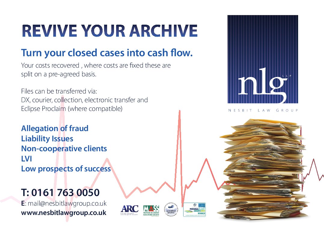 NesbitLawGroup's tweet photo. #ReviveYourArchive Let NLG review your archived injury claims, there are costs waiting to be recovered! https://t.co/bDKWwqaLsx