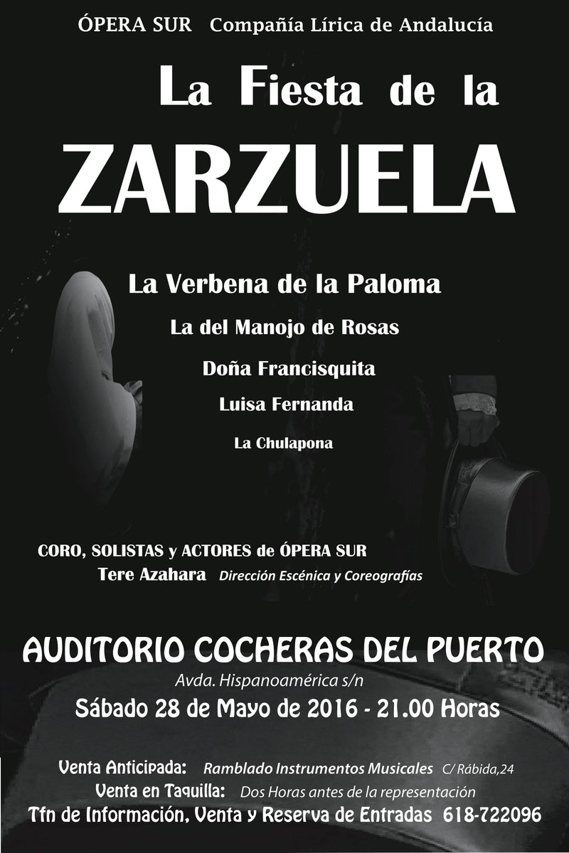 CocherasAPH's tweet photo. Las Cocheras acogen el día 28 de mayo a las 21.00 horas La Fiesta de La Zarzuela, de Opera Sur https://t.co/Kv1bLbbsig