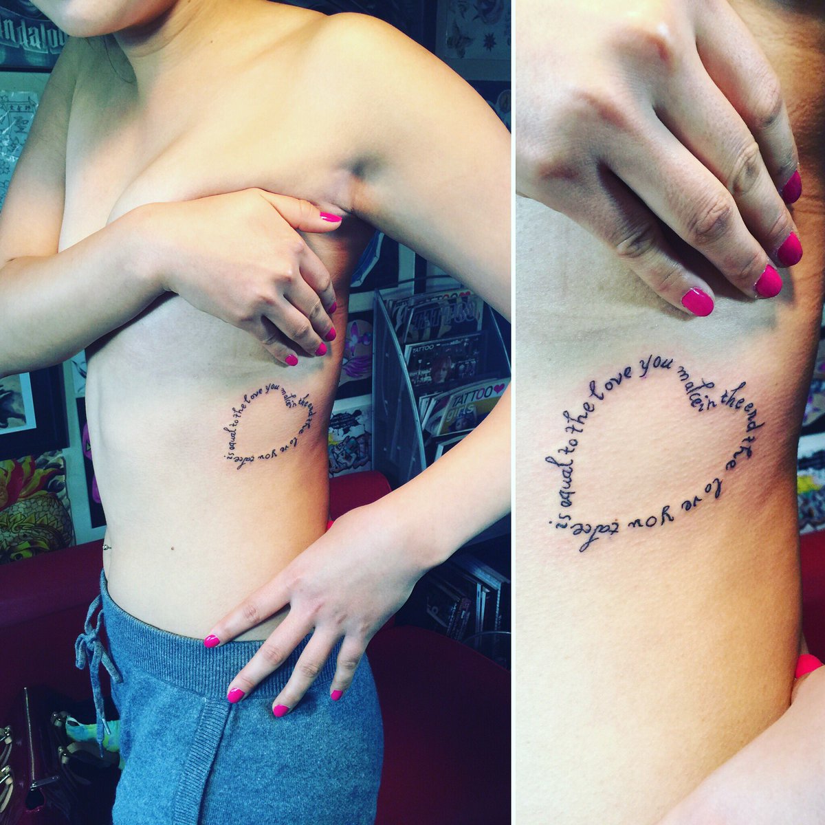 2face Tattoo Studio A Twitter 女の子の脇腹に 型のメッセージ彫りました Tattoo タトゥー好きな人rt タトゥー 刺青 Heart ハート メッセージ ワンポイント 千葉 木更津 聖針