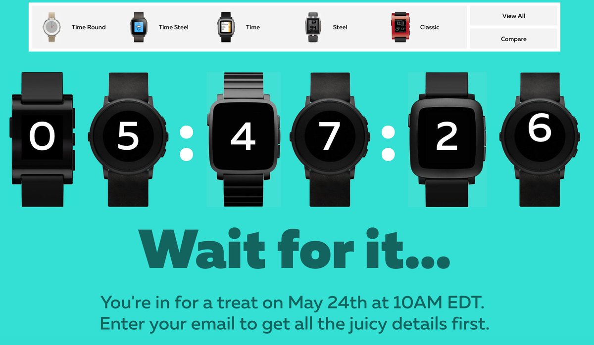 wareable's tweet photo. Not long to go - find out what @Pebble has up its sleeve right here at: https://t.co/H9bxbSuQJE https://t.co/Ymqn1BaDJz