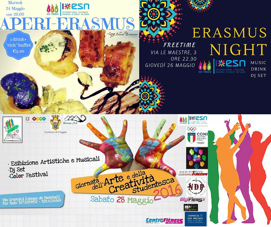 ESNFoggia's tweet photo. #esnfoggia week with #aperierasmus #erasmusnight #HoliDanceFestival @unifg  #consultastudentifoggia @FoggiaZon https://t.co/rPv9f9Y05Z