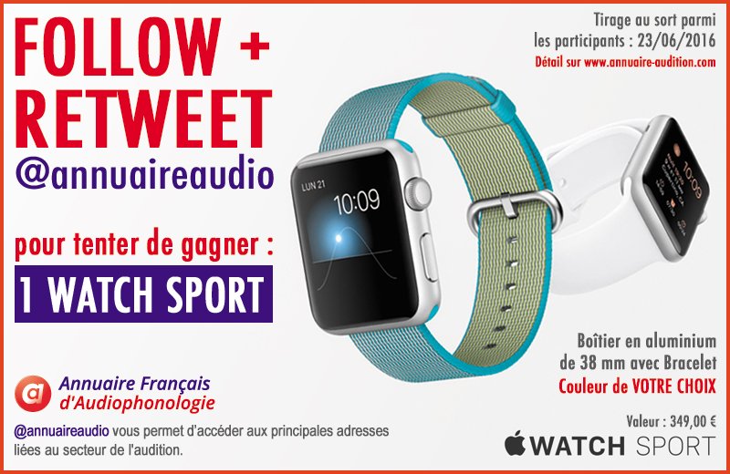 annuaireaudio's tweet photo. [JEU-CONCOURS] Follow + RT pour tentez de gagner 1 Watch Sport d'Apple.
#JeuConcours https://t.co/gPDaOTXRiH