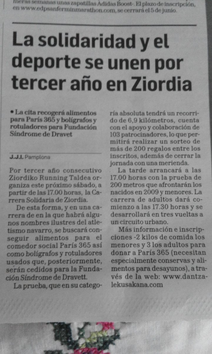 Hoy la noticia en <a href="/DNRunning/">DNRunning</a> <a href="/DN_deportes/">DN Deportes</a> sobre la carrera solidaria <a href="/ziordirunning/">running ziordi</a> <a href="/RetoDravet/">RetoDravet</a> @paristres65 GRACiAS