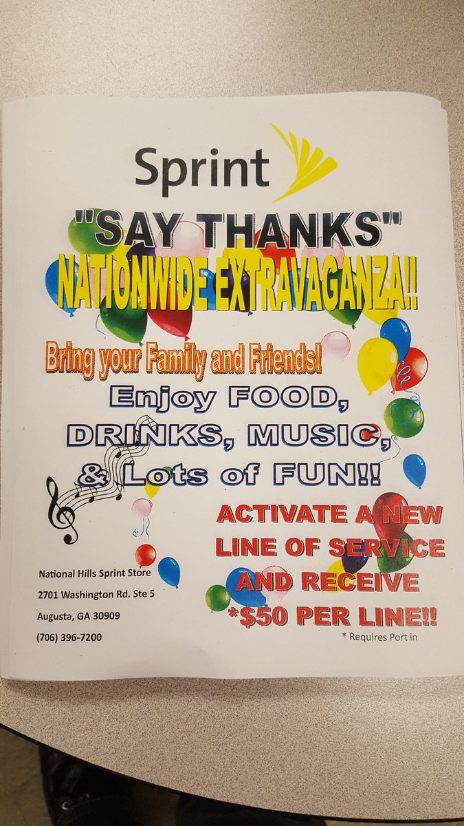 Sprint1465's tweet photo. We @Sprint1465 want to say Thanks this Saturday! Come by National Hills Shopping center and join in on the fun! https://t.co/Y9qH4EGFBN