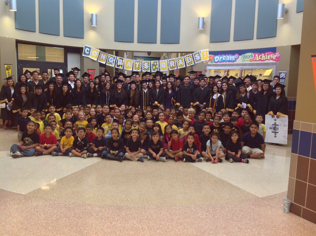 WestwoodSBISD's tweet photo. @WestwoodSBISD kinder students and @SpringWoodsHigh senior graduates of 2016. #congratsclassof2016 @SBISD https://t.co/OhFVzFMPW2