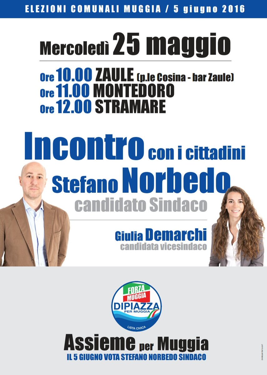 NorbedoStefano's tweet photo. Domani dalle 10 appuntamento ad Aquilinia per incontrare i cittadini #norbedosindaco #assiemepermuggia https://t.co/c2TdhI7L1N