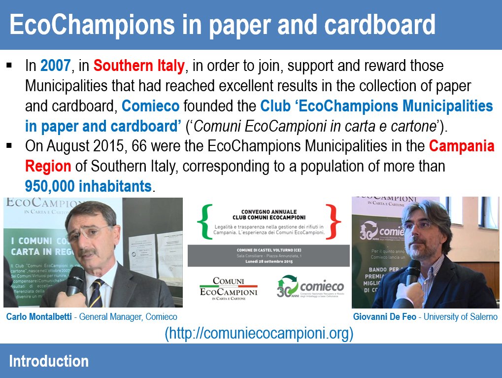 #SUM2016 #Symposium on #UrbanMining #Simposio #recupero #carta #cartone #SudItalia #EcoCampioni di <a href="/comieco/">Comieco</a>