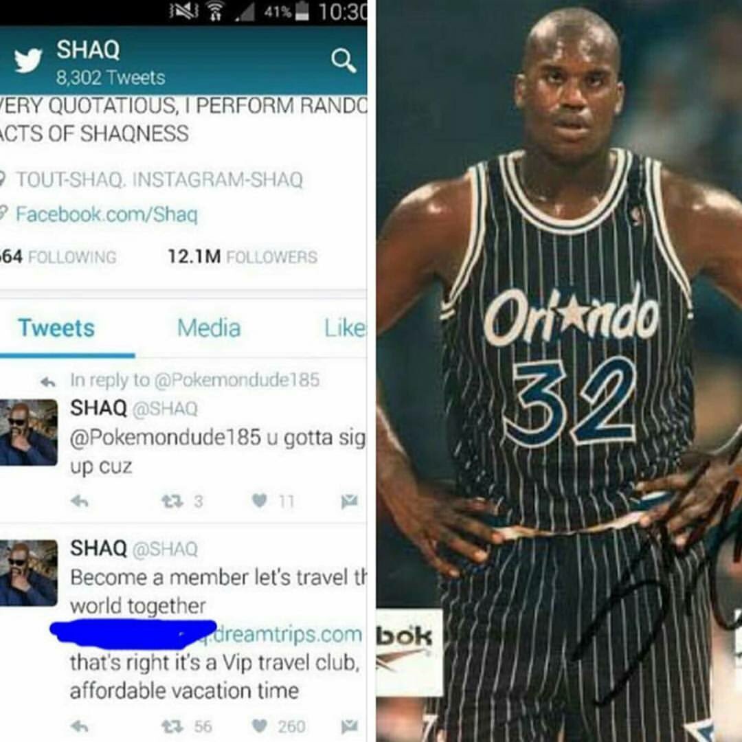 DreamTravel123's tweet image. It's true. Shaq is now a member of our VIP Travel Club. facebook.com/permalink.php?…