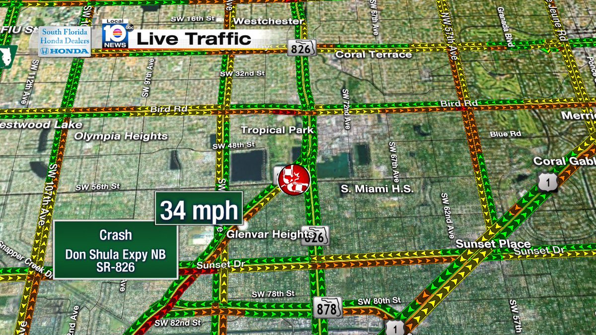 Crash on Don Shula Expy NB & SR-826 #TRAFFIC #MIAMI https://t.co/LqtY11AudO