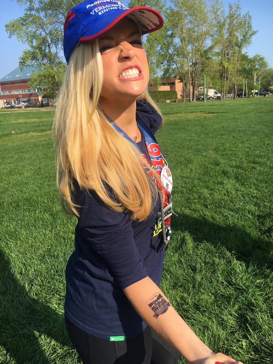 RunVermont's tweet photo. Get your #vermontcitymarathon #temptatoo for race day! Modeled by @alainapinto  #Run802 https://t.co/l2trfbVNHM