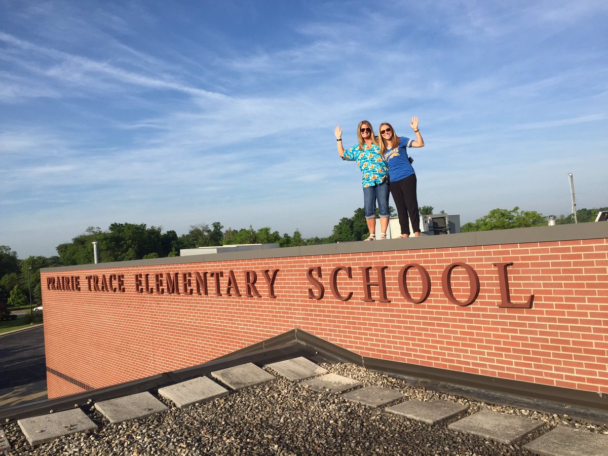 On the roof today for our positive behavior challenge. Come by PTE and give us a honk! #forthekids