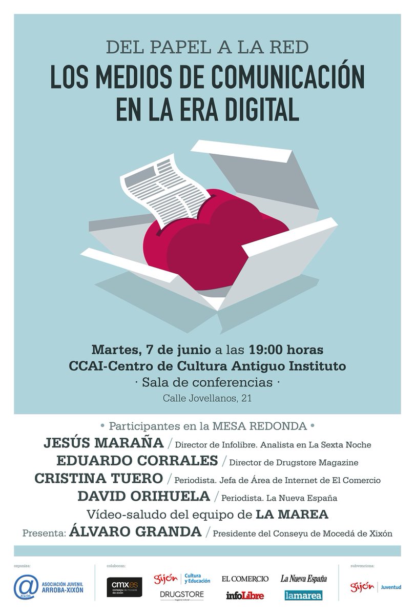 #DelPapelalaRed Martes 7 de junio. 19:00 h. Mesa redonda sobre #periodismo en el Centro de Cultura Antiguo Instituto
